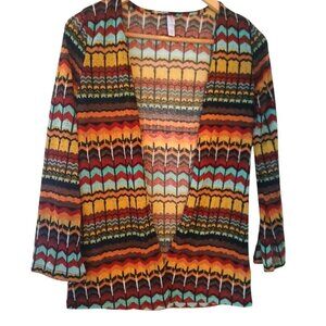 Xhilaration Sweater Open Front Multi-color Striped Boho Southwest Cardigan XS